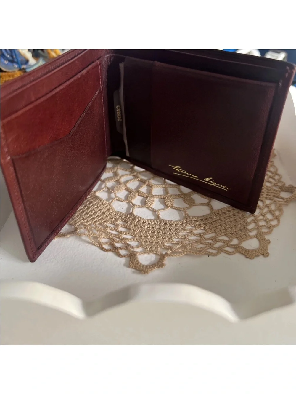 Vintage NOS Etienne Aigner Brown Leather Bifold Wallet 4x3 Credit Card Case, Box